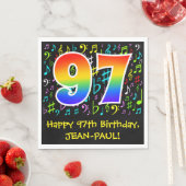 97誕生日-カラフル音楽シンボル, Rainbow 97 スタンダードランチョンナプキン (インサイチュ)
