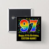 97誕生日:カラフルMusic Symbols, Rainbow 97 缶バッジ (正面&裏面)