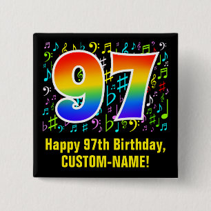 97誕生日:カラフルMusic Symbols, Rainbow 97 缶バッジ