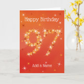 97誕生日 – スター番号 – 赤 – Age 97カード カード (黄色い花)