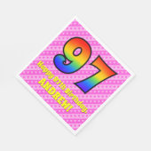 97誕生日:ピンクストライプのハート、レインボー# 97 スタンダードランチョンナプキン (角)