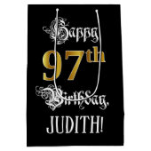 97誕生日~ファンシースクリプト;フェイク金ゴールド検索;名前 ミディアムペーパーバッグ (裏面)