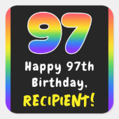 97誕生日:レインボースペクトル# 97、名前をカスタムする スクエアシール (正面)