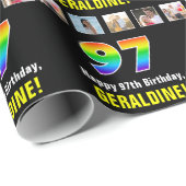 97誕生日:レインボー「97」、写真カスタムと名前 ラッピングペーパー (ロールコーナー)