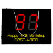 97誕生日:レッドデジタルクロックスタイル"97" +名前 ラージペーパーバッグ (裏面)