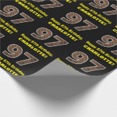 97誕生日:名前&フェイク木目パターン「97」 ラッピングペーパー (角)