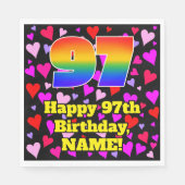 97誕生日：愛するハートパターン、虹# 97 スタンダードランチョンナプキン (正面)