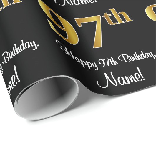 97誕生日:豪華エレガントなフェイク金ゴールドルック# ラッピングペーパー (ロールコーナー)