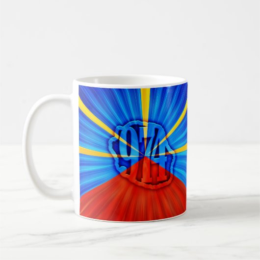 974 Ile de la Réunion - Drapeau réunionnais コーヒーマグカップ (左)