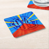 974 Ile de la Réunion - Drapeau réunionnais スクエアペーパーコースター (アングル)