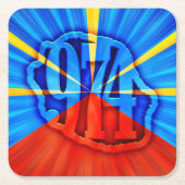 974 Ile de la Réunion - Drapeau réunionnais スクエアペーパーコースター (正面)