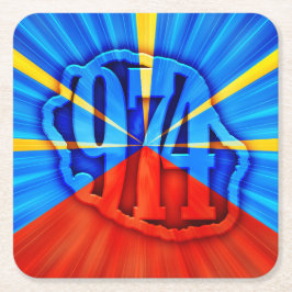 974 Ile de la Réunion - Drapeau réunionnais スクエアペーパーコースター