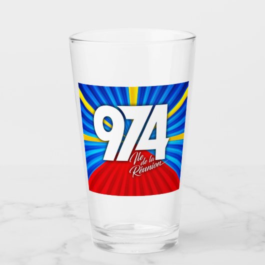 974 Ile de la Réunion - Drapeau réunionnais タンブラーグラス (正面)