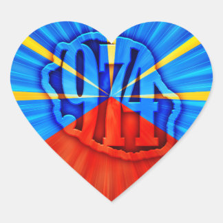 974 Ile de la Réunion - Drapeau réunionnais ハートシール