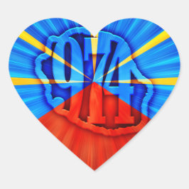 974 Ile de la Réunion - Drapeau réunionnais ハートシール