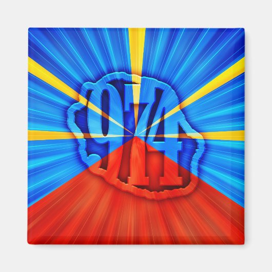 974 Ile de la Réunion - Drapeau réunionnais マグネット (正面)