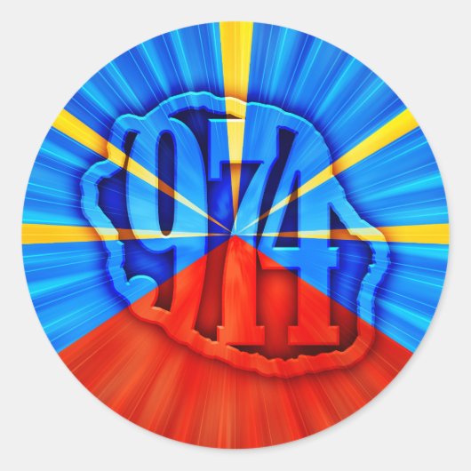 974 Ile de la Réunion - Drapeau réunionnais ラウンドシール (正面)