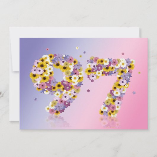 97thバースデーパーティー、花の文字 招待状 (正面)