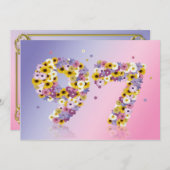 97thバースデーパーティー、花の文字 招待状 (正面/裏面)