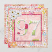 97th誕生日パーティースクラップブック作りスタイル 招待状 (正面/裏面)