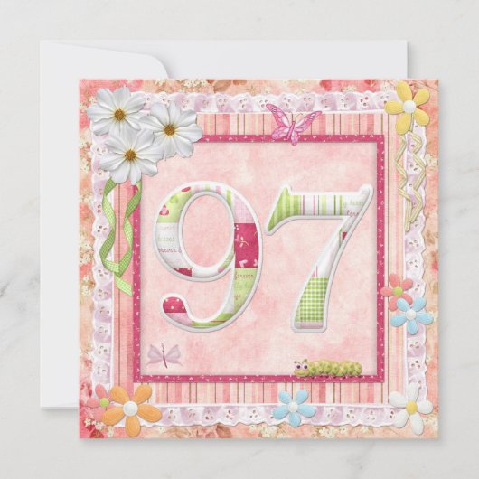 97th誕生日パーティースクラップブック作りスタイル 招待状 (正面)