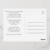 97th誕生日パーティー~アールデコスタイル「97」 +名前 箔招待状ポストカード (裏面)