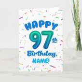 97th Balloon Number Custom Name Birthday Card カード (正面)