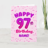97th Balloon Number Custom Name Birthday Card カード (正面)