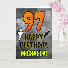 97th Birthday: Eerie Halloween Theme + Custom Name カード