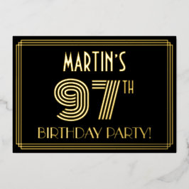 97th Birthday Party —アールデコスタイル「97」 +名前 箔招待状