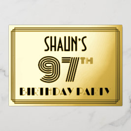 97th Birthday Party —アールデコスタイル「97」 & Name 箔招待状