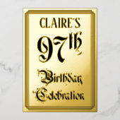 97th Birthday Party – スクリプエレガントト+名前をカスタムする 箔招待状 (正面)