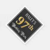 97th Birthday Party – スクリプファンシート、フェイク金ゴールド・ルック スタンダードランチョンナプキン (角)