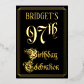 97th Birthday Party – スクリプファンシート&名前をカスタムする 箔招待状 (正面)