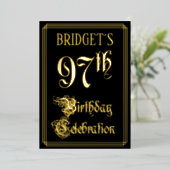 97th Birthday Party – スクリプファンシート&名前をカスタムする 箔招待状 (立ち正面)