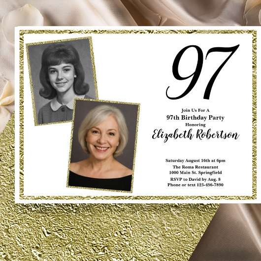 97th Custom Photo White and Gold  招待状