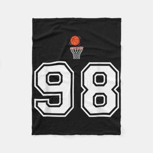 98バスケットボールバスケットボールスタイルヴィンテージホワイト フリースブランケット (正面)