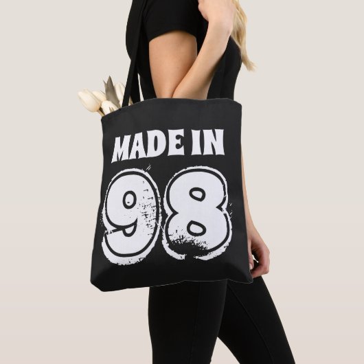 98年製タイポグラフィ誕生日トートバッグ トートバッグ (クローズアップ)
