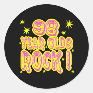 98歳のオールドロック!(ピンク)ステッカー ラウンドシール