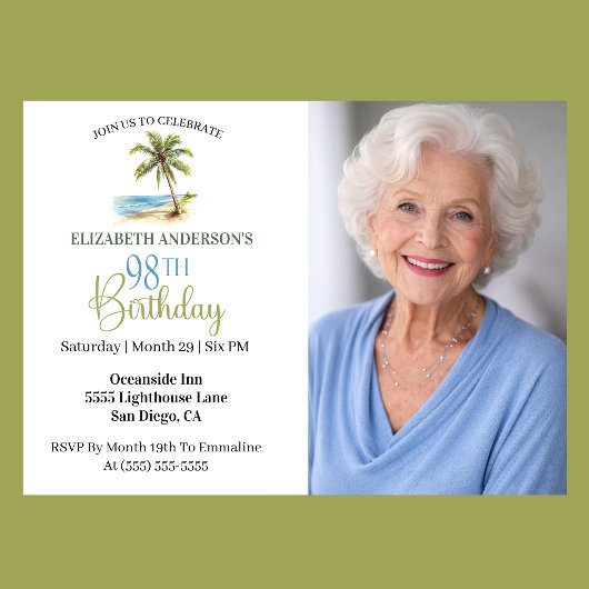 98歳の誕生日お祝いフォト 招待状