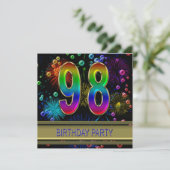 98歳の誕生日パーティー招待状(泡付き) 招待状 (スタンド正面)