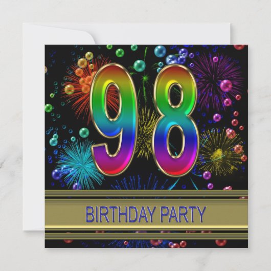 98歳の誕生日パーティー招待状(泡付き) 招待状 (正面)