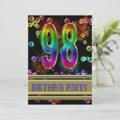 98歳の誕生日パーティー招待状（風船付き） 招待状 (スタンド正面)