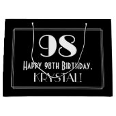 98歳の誕生日:アールデコ調のスタイル「98」、名前 ラージペーパーバッグ (正面)