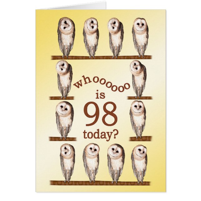 98歳の誕生日、奇妙なフクロカード。 (正面)