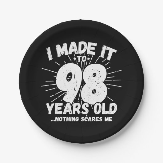 98歳皮肉ミームおもしろい98誕生日 ペーパープレート (正面)