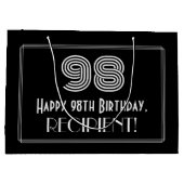 98番目の誕生日—インスパイアアールデコの外観「98」 & Name ラージペーパーバッグ (裏面)