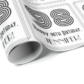 98番目の誕生日:インスパイアアールデコスタイル「98」 +名前 ラッピングペーパー (ロールコーナー)