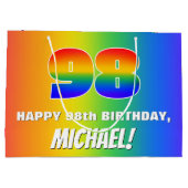 98番目の誕生日: カラフル, Rainbow Pattern # 98 ラージペーパーバッグ (裏面)