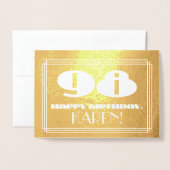 98番目の誕生日：名前+アールデコインスパイア「98」を見る 箔カード (封筒付き正面)